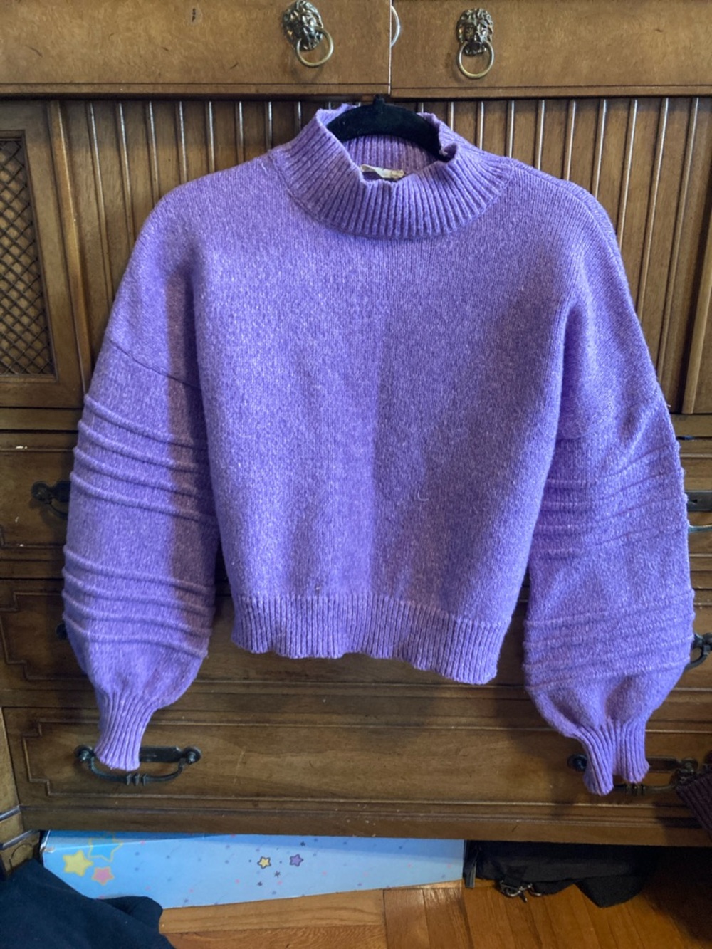 NEW IN Lilac Purple Mock Neck Balloon Sleeve Sweater